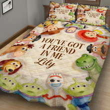 Load image into Gallery viewer, Personalized Kids Quilt Bedding Set with Toy Story Theme - Custom Name Gift
