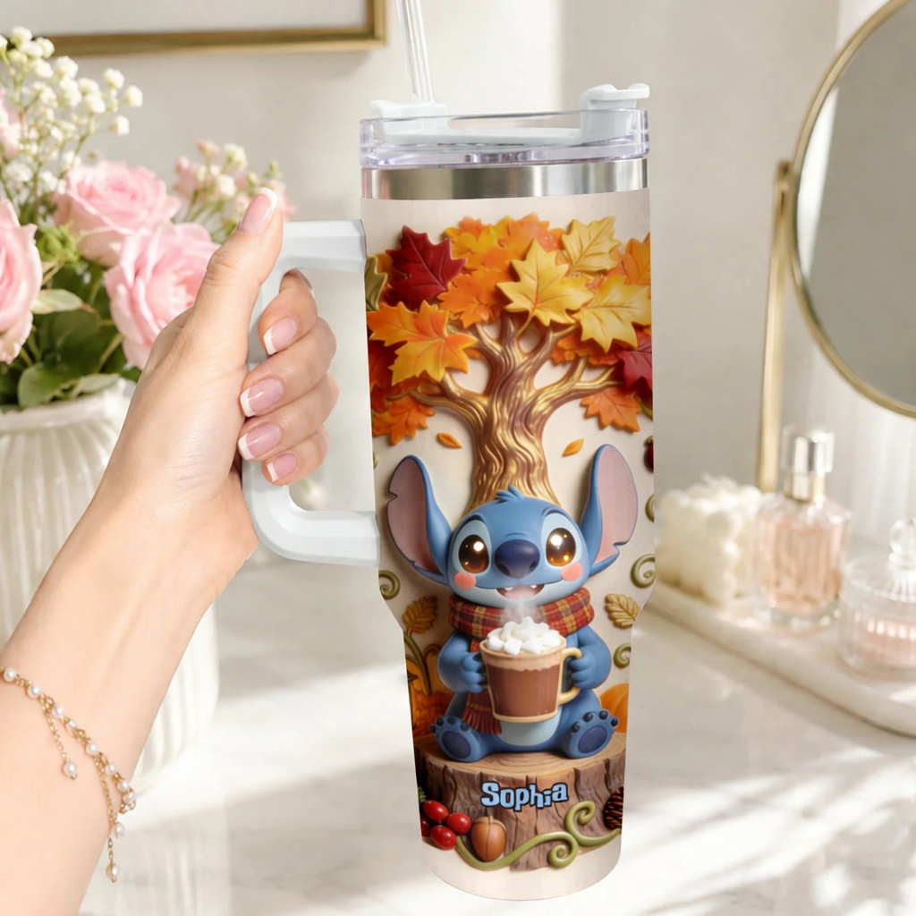 Personalized Autumn Tumbler with 3D Effect for Fall Vibes