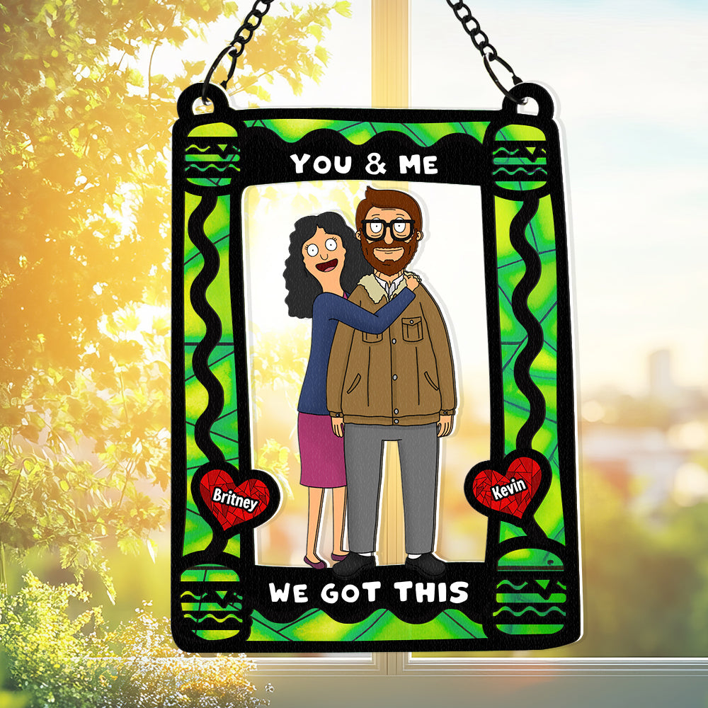 Personalized Burger Couple Stained Glass Suncatcher Gift for Couple