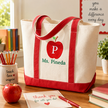 Load image into Gallery viewer, Personalized Embroidered Tote Bag for Teachers | Back to School Gift

