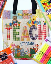 Load image into Gallery viewer, Personalized Quilted Tote Bag Cute Teacher Gift for Back to School
