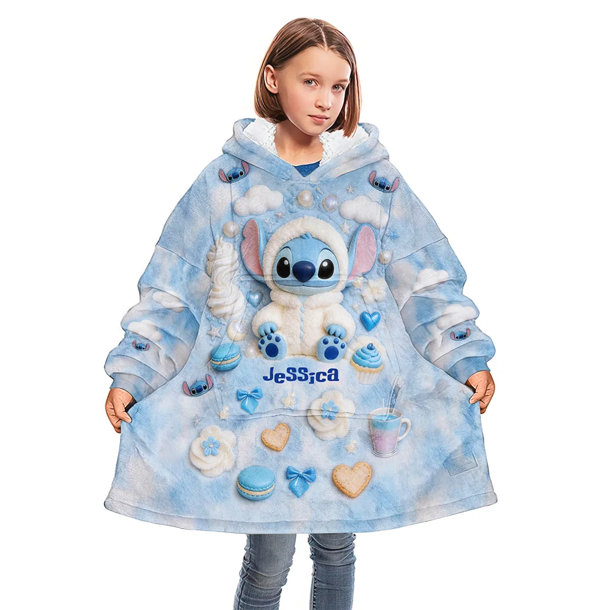 Personalized Blanket Hoodie Custom Name Gift for Kids & Adults