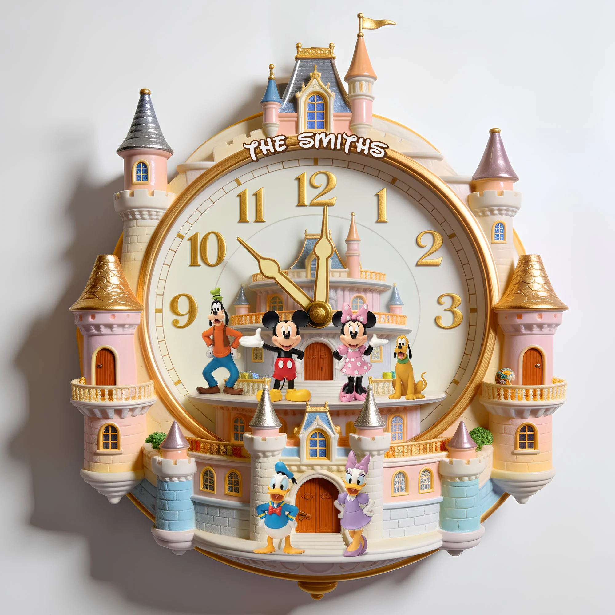 Personalized Wall Clock with Disney Characters for Family Gift