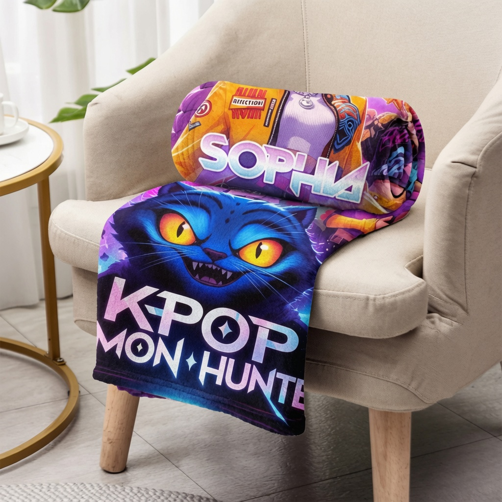 Personalized KPOP Demon Hunter Blanket Custom Name Gift for Daughter