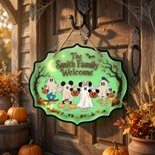 Load image into Gallery viewer, Personalized Luminous Wooden Halloween Sign Family Welcome Gift
