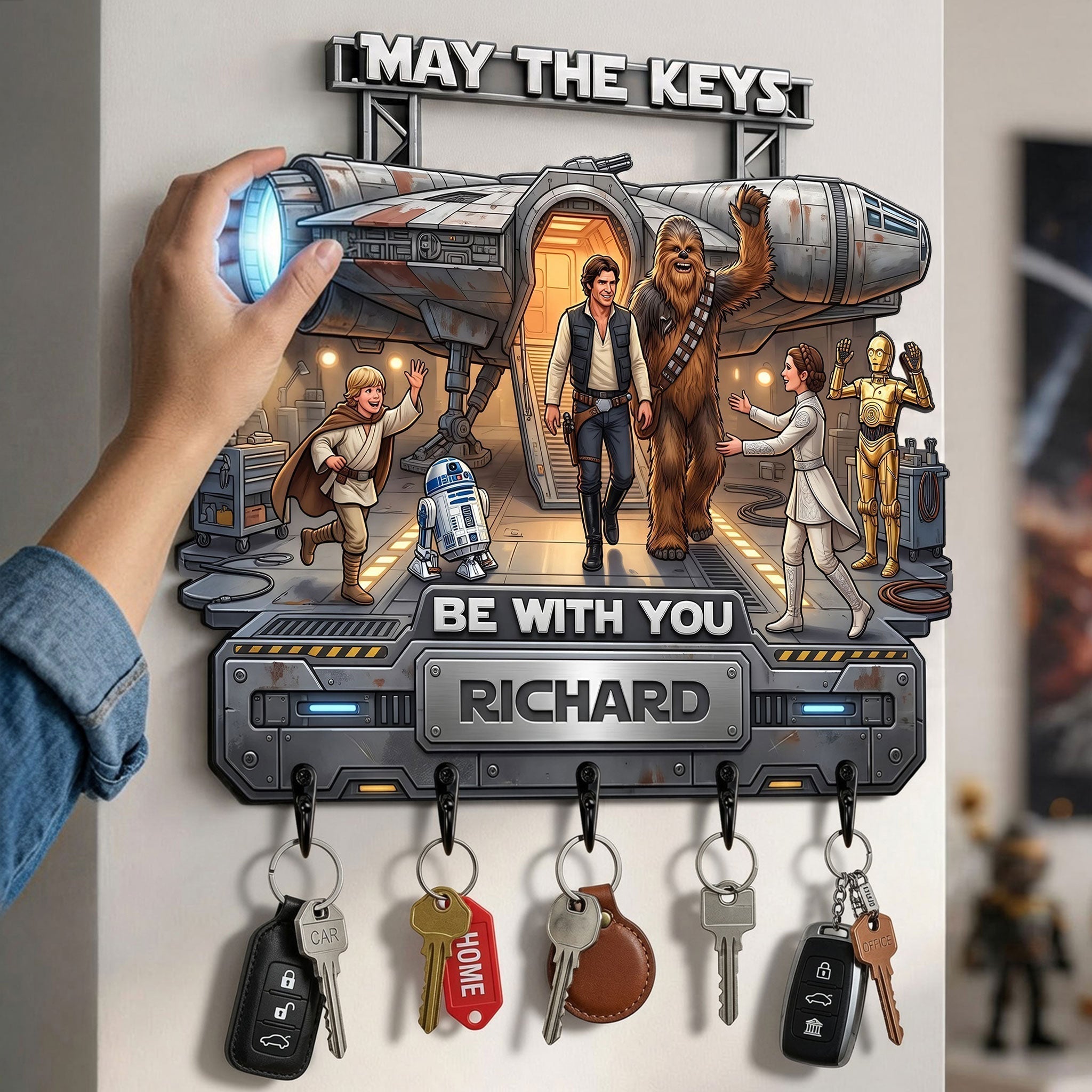 Personalized Star Wars Hanging Rack Customized Key Holder Gift for Movie Fans