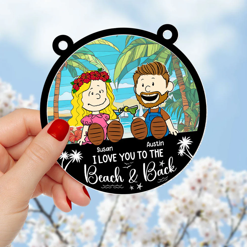 Personalized Beach-Themed Suncatcher Ornament Gift for Couple