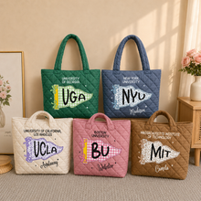 Load image into Gallery viewer, Personalized Quilted Tote Bag Custom School Name Gift for Students
