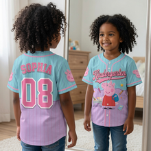 Load image into Gallery viewer, Personalized Kids Baseball Jersey with Pig Design for Back to School Gift
