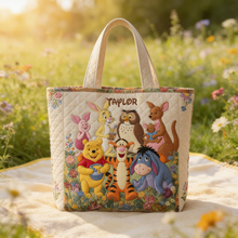 Load image into Gallery viewer, Personalized Quilted Tote Bag with Forest Friends for Movie Fans
