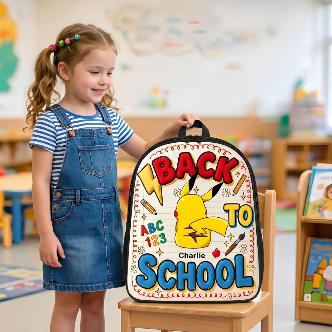 Personalized Cute Pocket Monsters Backpack Set for Kids - Back to School Gift