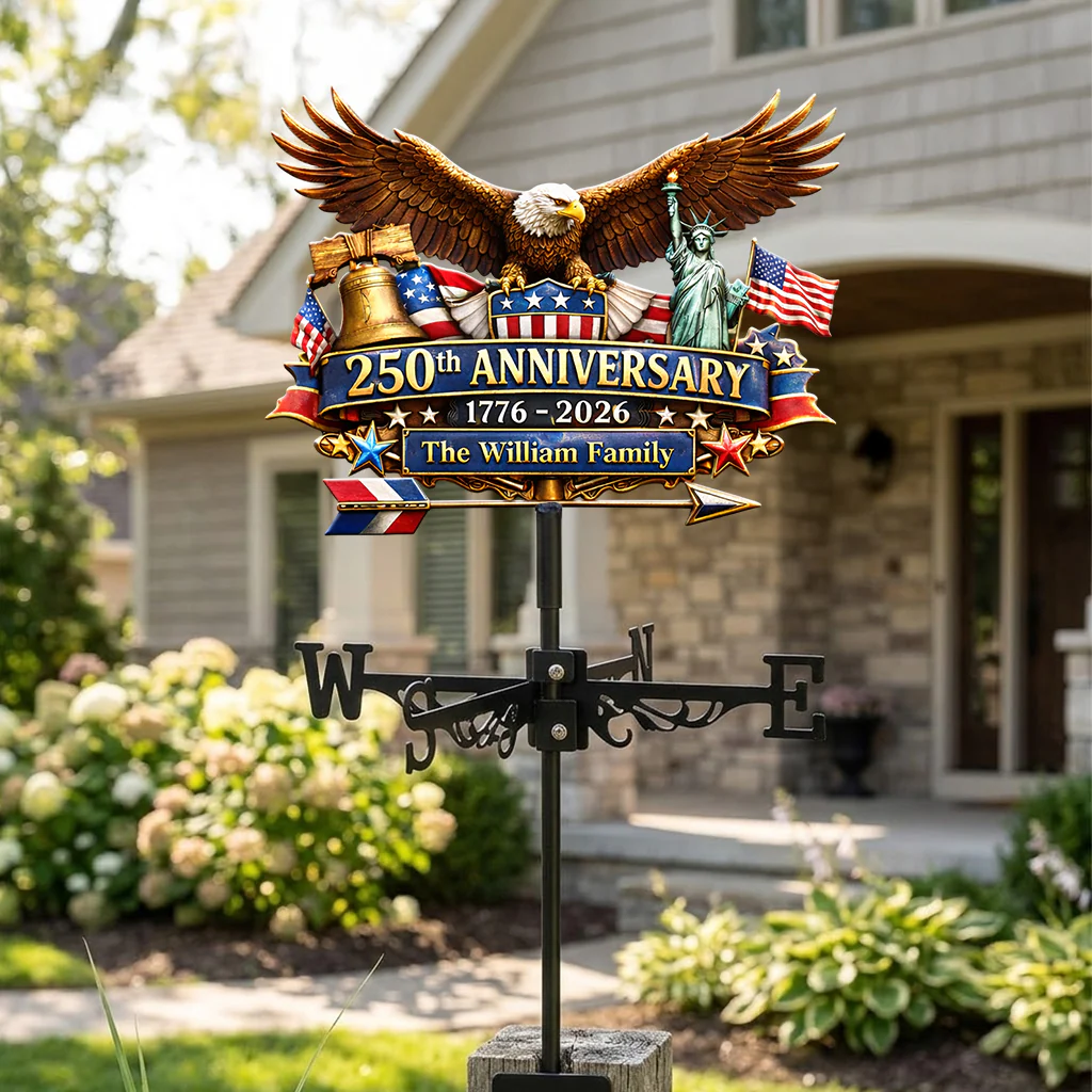 Personalized Eagle American Flag Weather Vane Gift for Patriotic Family