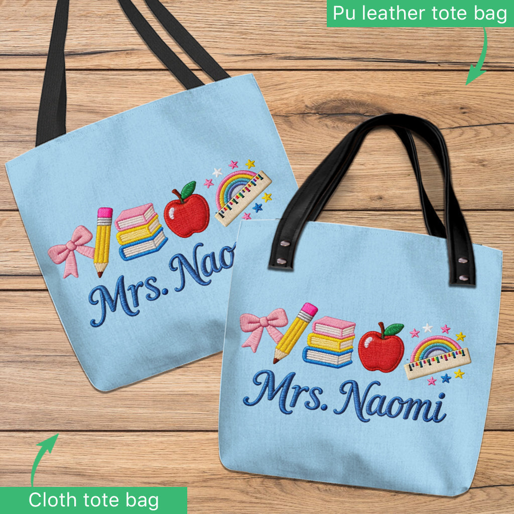 Personalized Teacher Tote Bag Custom Name Gift for Educators