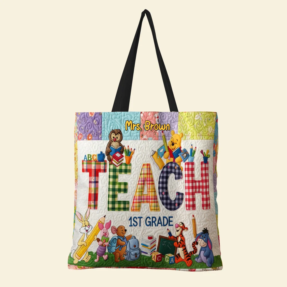 Personalized Quilted Tote Bag Cute Teacher Gift for Back to School