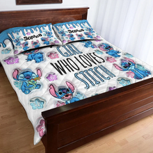 Load image into Gallery viewer, Personalized Stitch Quilt Bedding Set Custom Name Gift for Her
