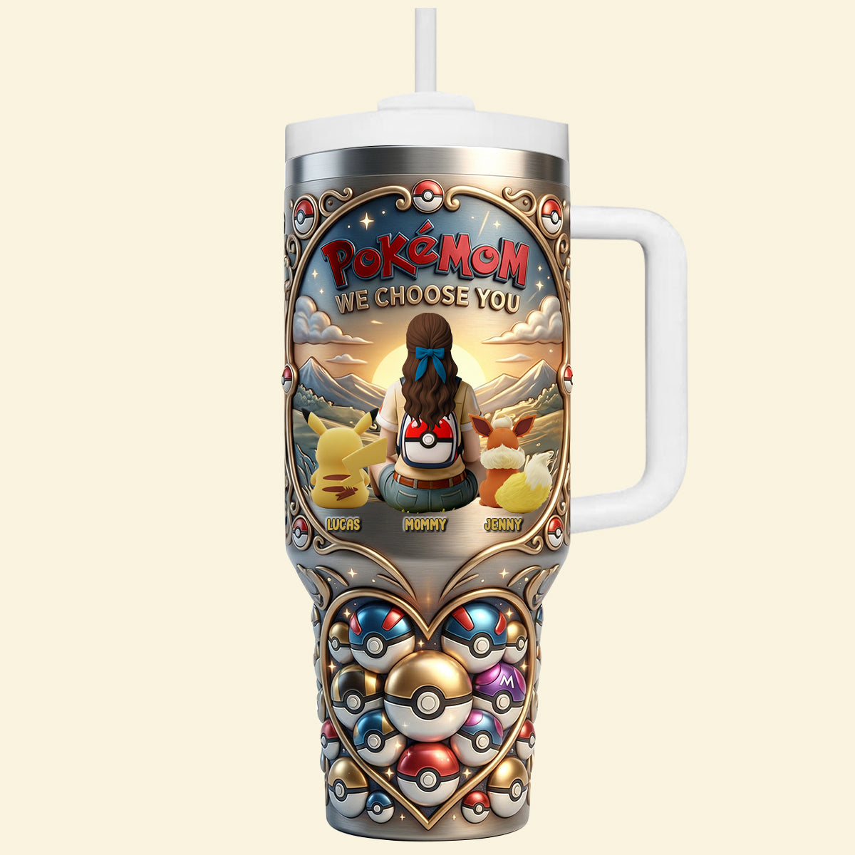 Personalized Movie Themed Tumbler with Handle for Mom