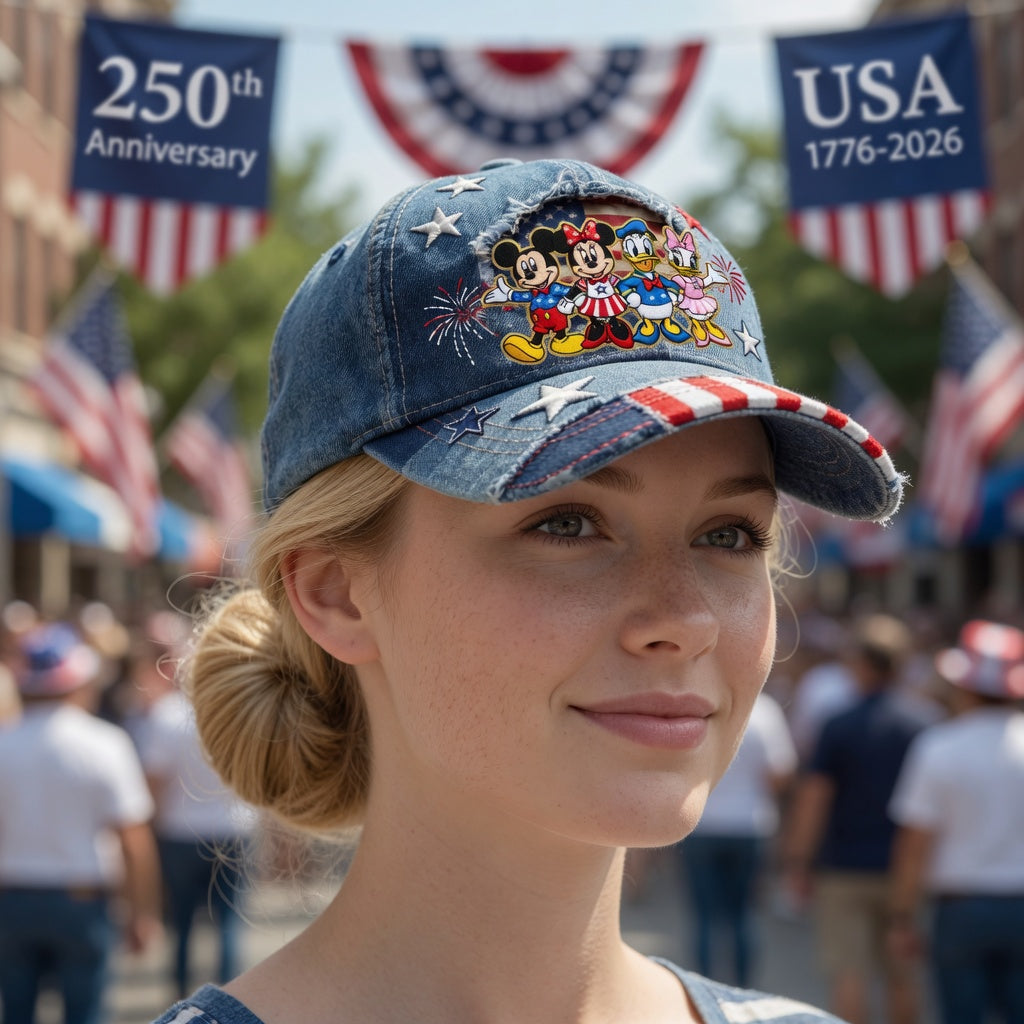 Personalized Classic Cap with Mickey & Friends - Unique Gift for Patriots