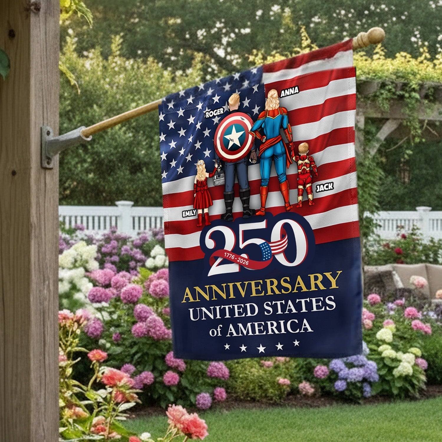 Personalized 250th Anniversary USA Flag Family Gift - Patriotic Decor