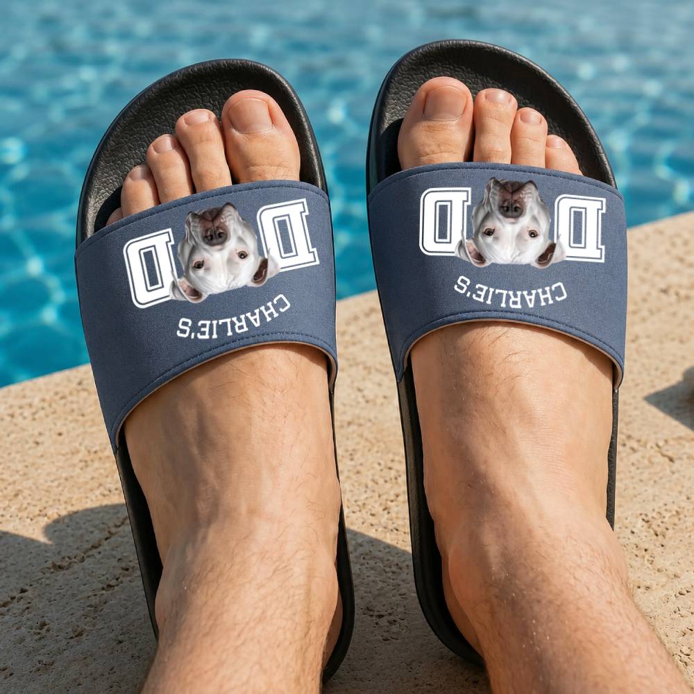 Personalized Photo Dog Cat Slide Sandals Custom Gift for Pet Lovers
