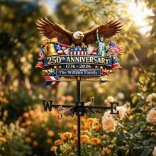 Load image into Gallery viewer, Personalized Eagle American Flag Weather Vane Gift for Patriotic Family
