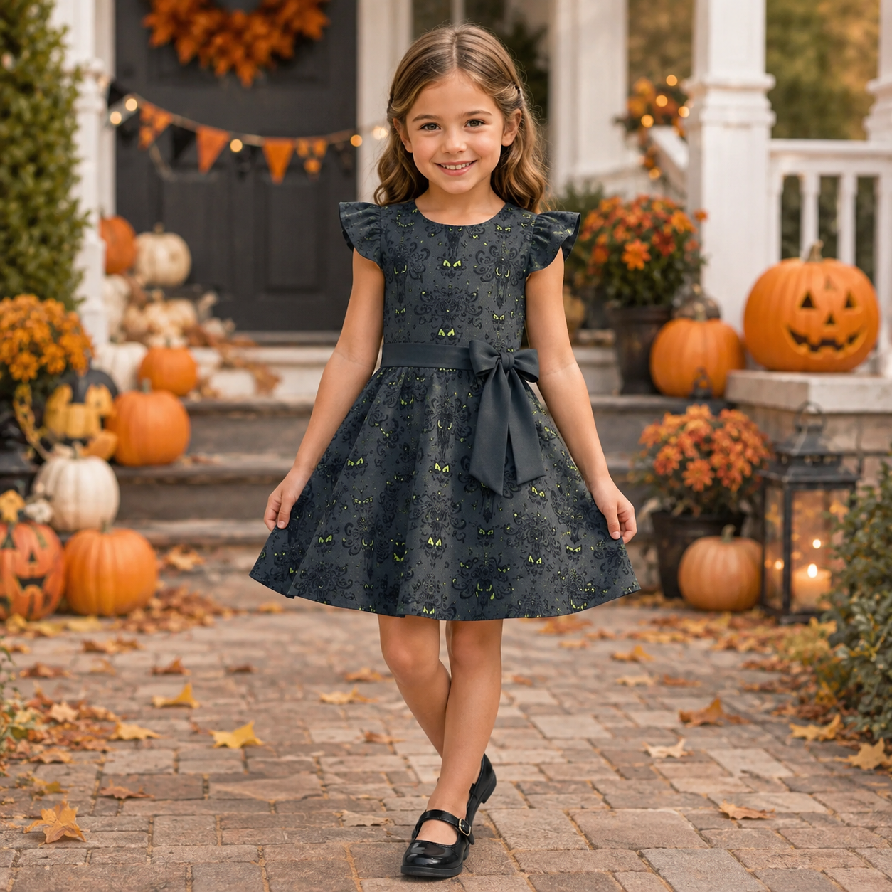 Personalized Gothic Haunted House Dress for Kids - Halloween Costume