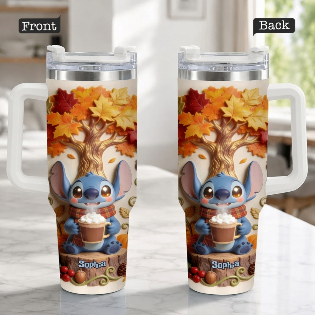 Personalized Autumn Tumbler with 3D Effect for Fall Vibes