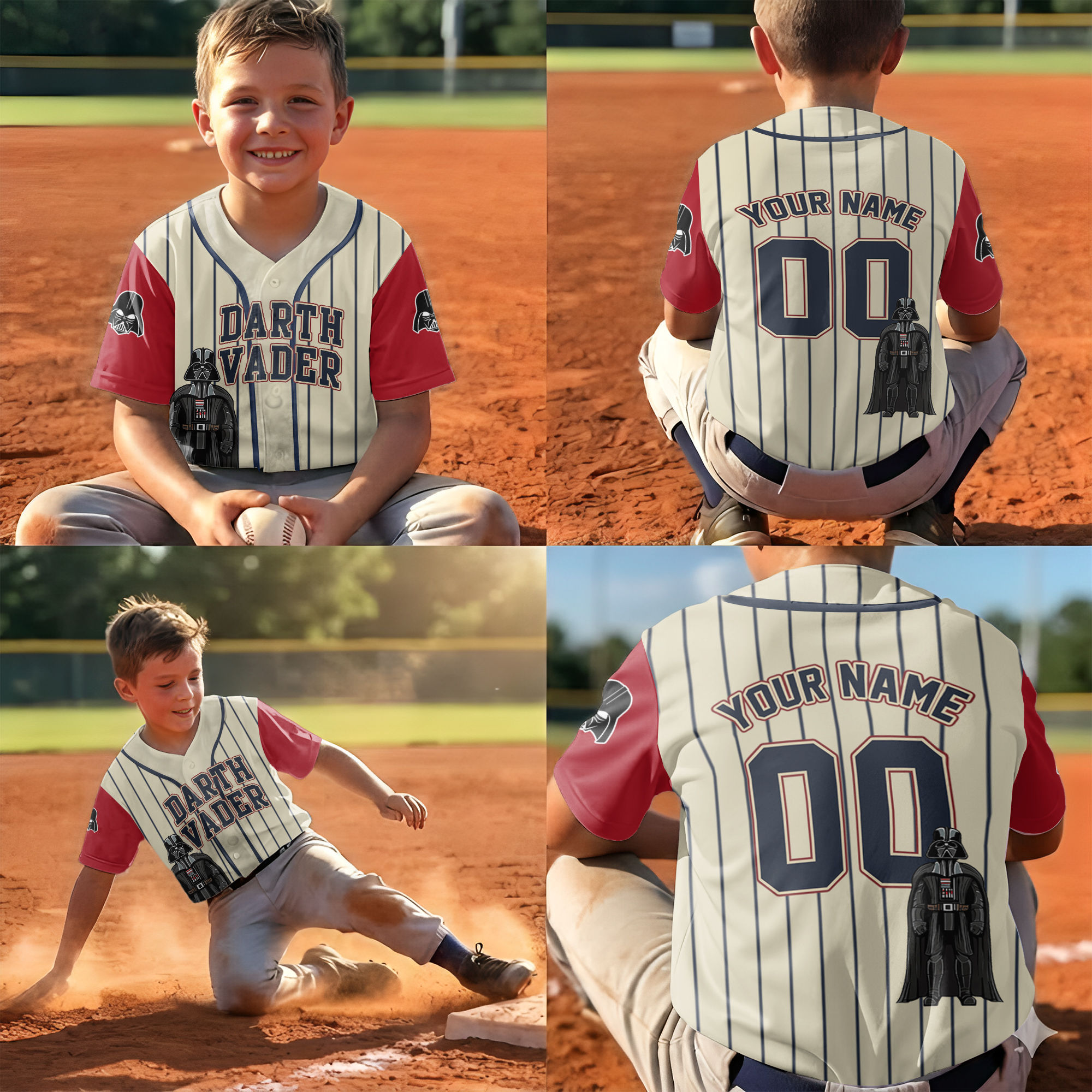 Personalized Baseball Jersey Family Matching Darth Vader Gift for Kids and Adults