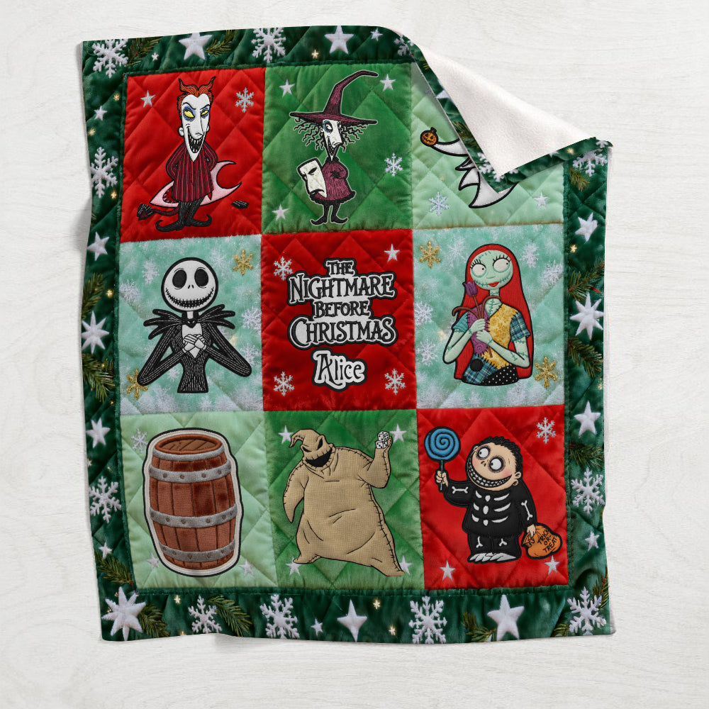 Personalized Spooky Blanket Nightmare Before Christmas Gifts for Family