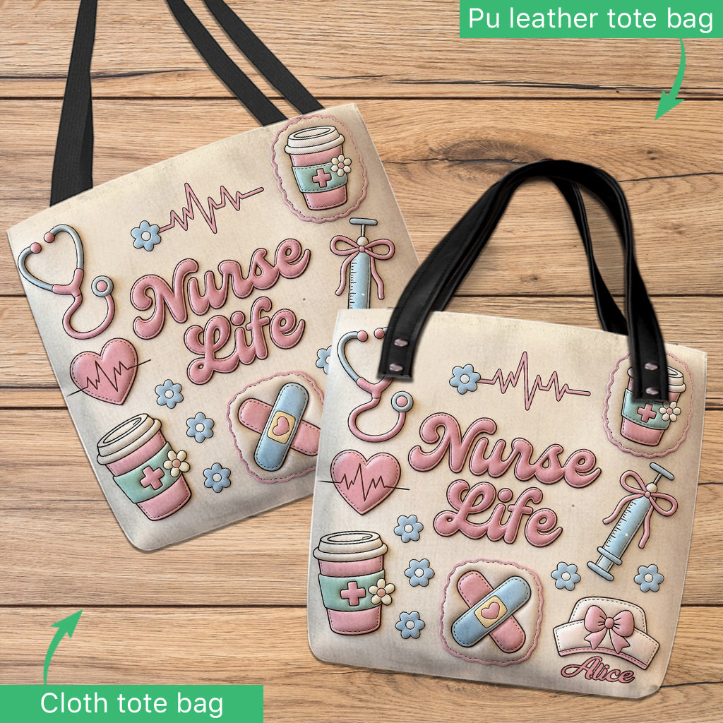 Personalized Nurse Life Tote Bag Custom Name Gift for Nurse