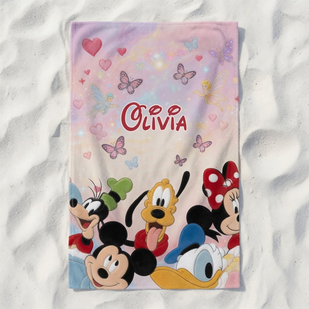Personalized Disney Beach Towel with Friends for Kids | Summer Gift
