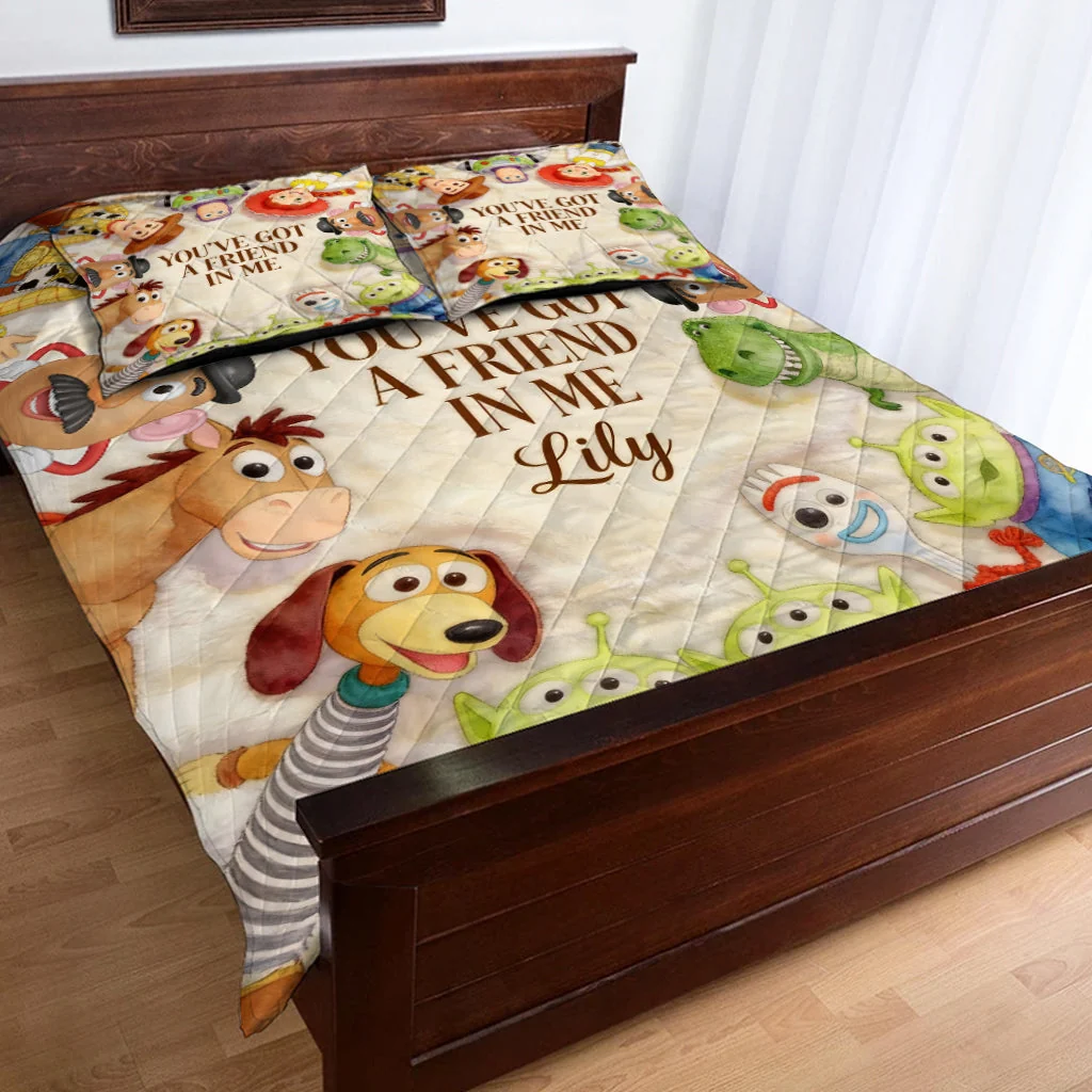 Personalized Kids Quilt Bedding Set with Toy Story Theme - Custom Name Gift