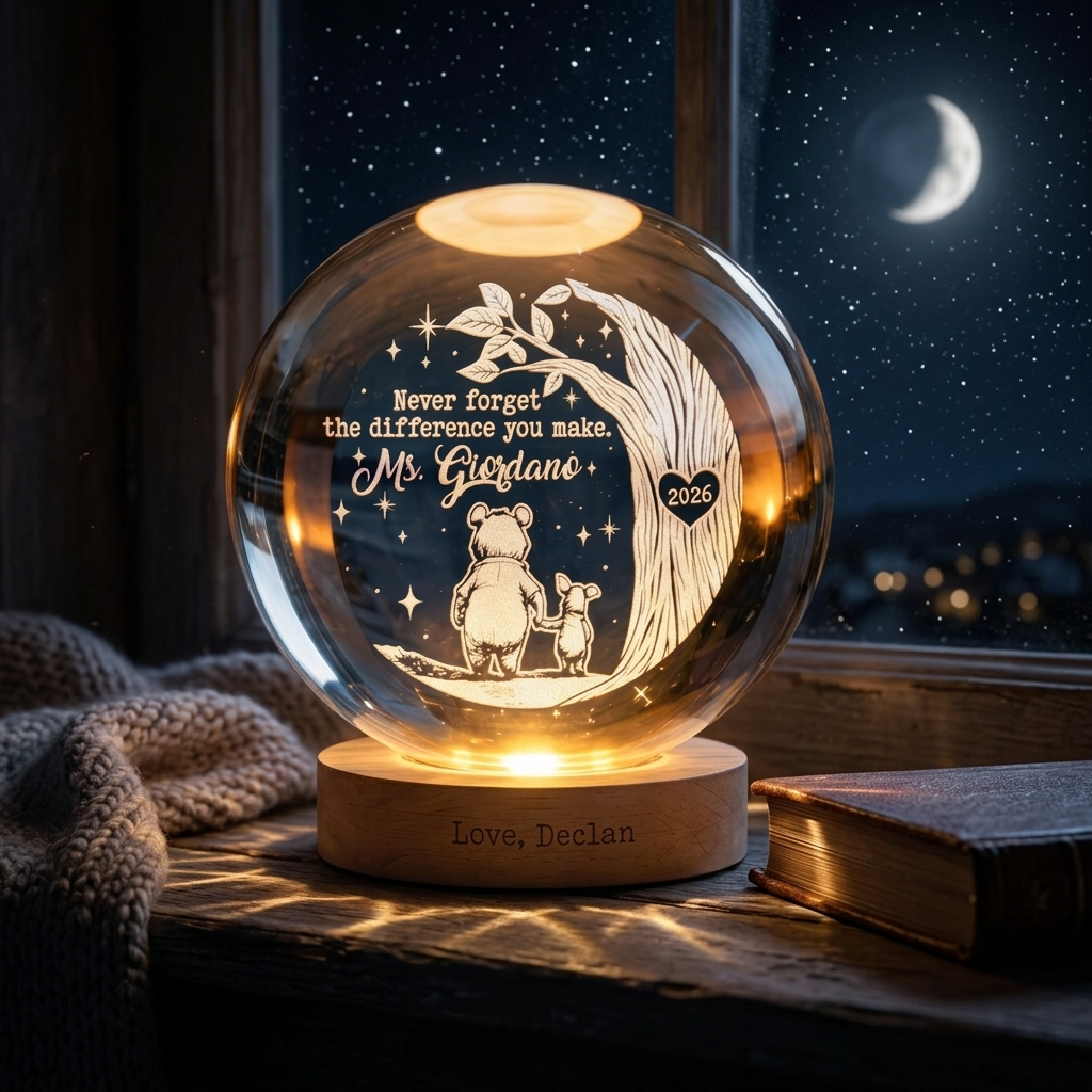 Personalized Crystal Globe Lamp Gift for Teacher - Thank You