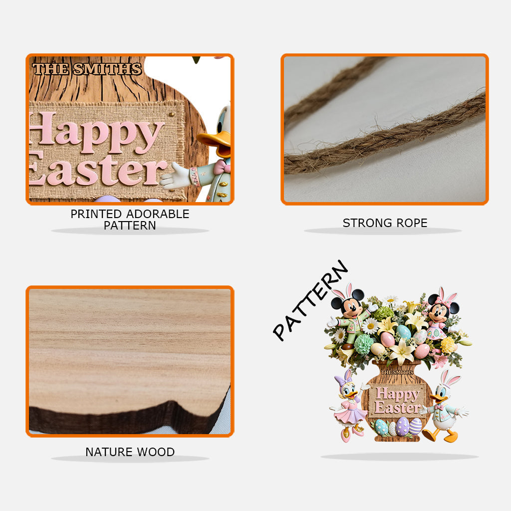 Personalized Wood Sign Happy Easter Family Gift Decor