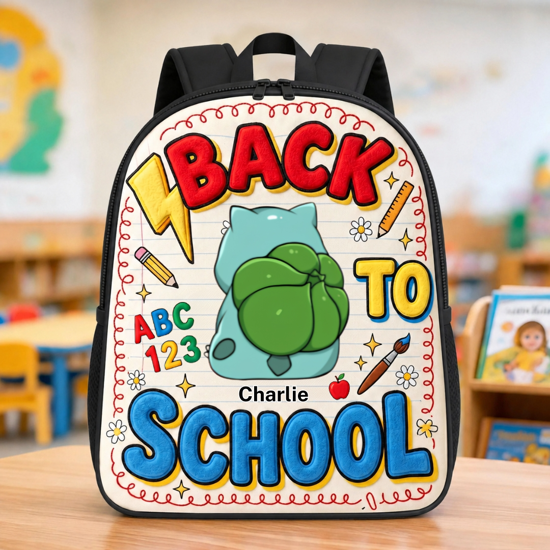 Personalized Cute Pocket Monsters Backpack Set for Kids - Back to School Gift