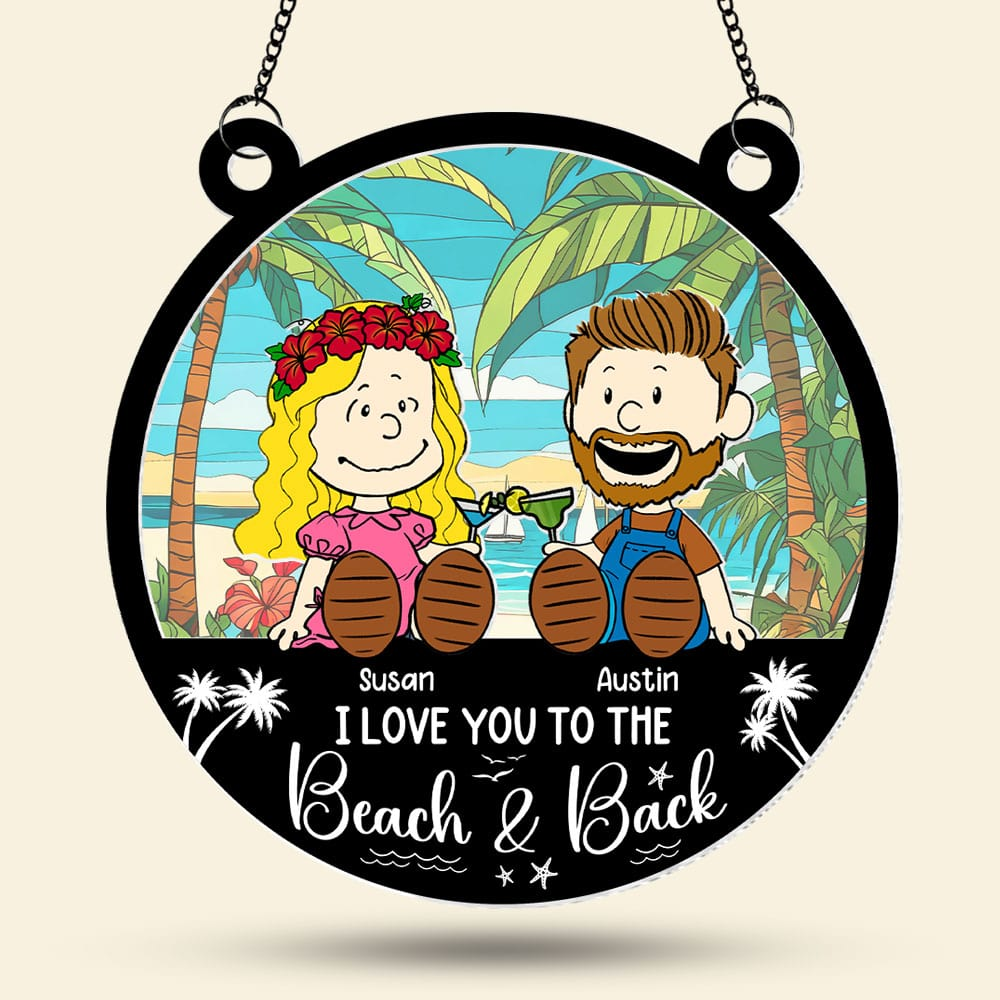 Personalized Beach-Themed Suncatcher Ornament Gift for Couple