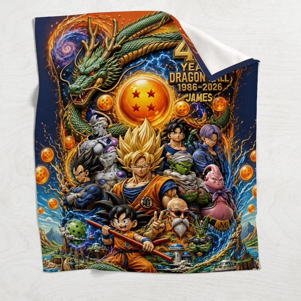 Personalized 40 Years Dragon Ball Blanket Custom Gift for Fans