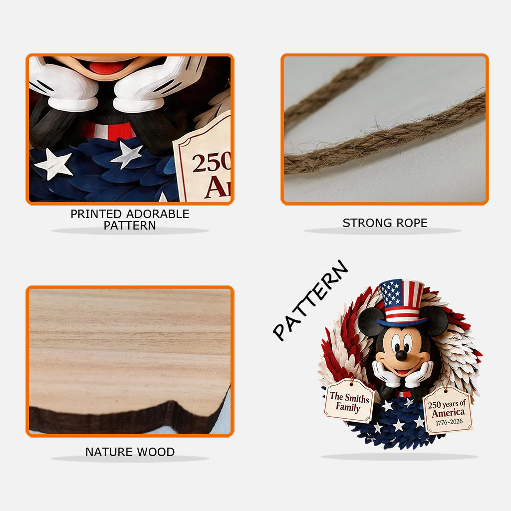 Personalized Custom Shaped Wood Sign 250 Years America Gift for Family
