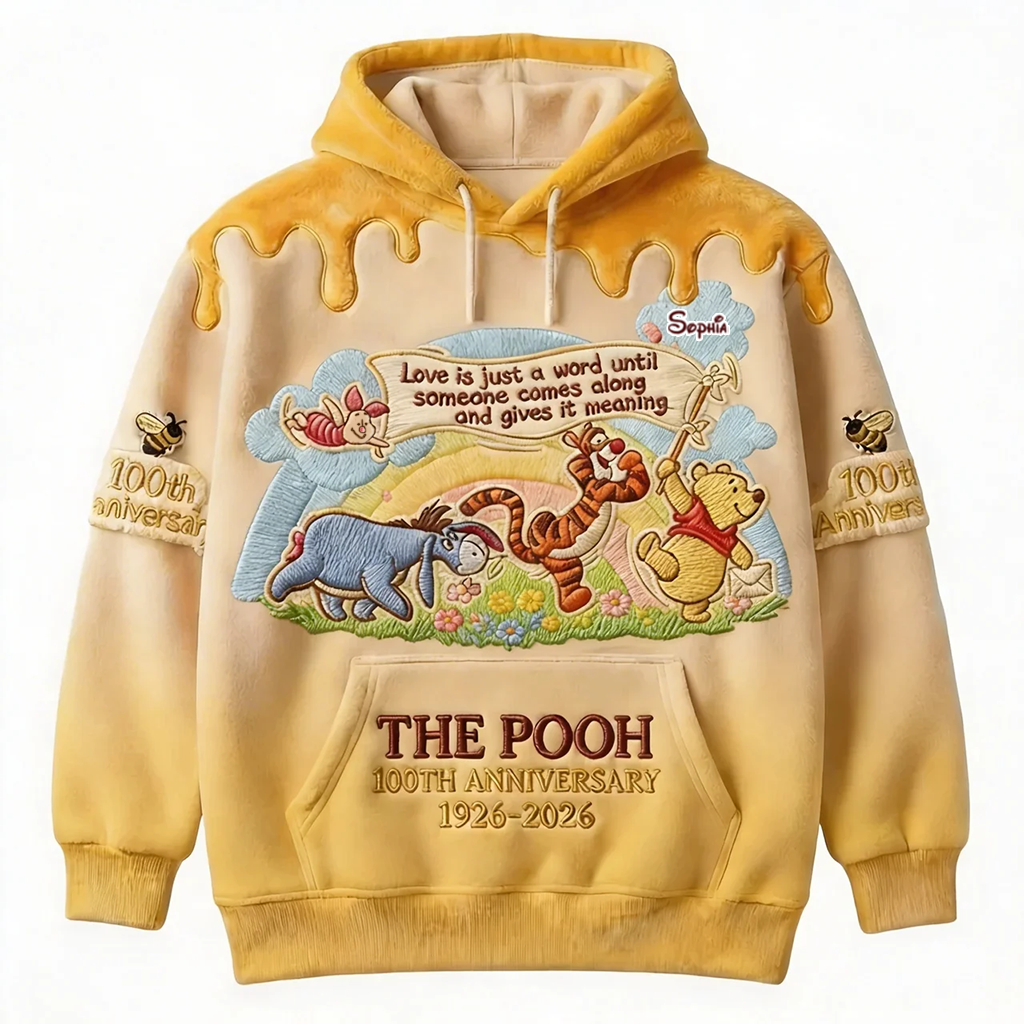 Personalized Pooh Bear All Over Shirt 100th Anniversary Gift for Movie Fans