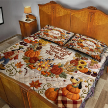 Load image into Gallery viewer, Personalized Quilted Bedding Set Custom Name Fall Theme Gift for Kids
