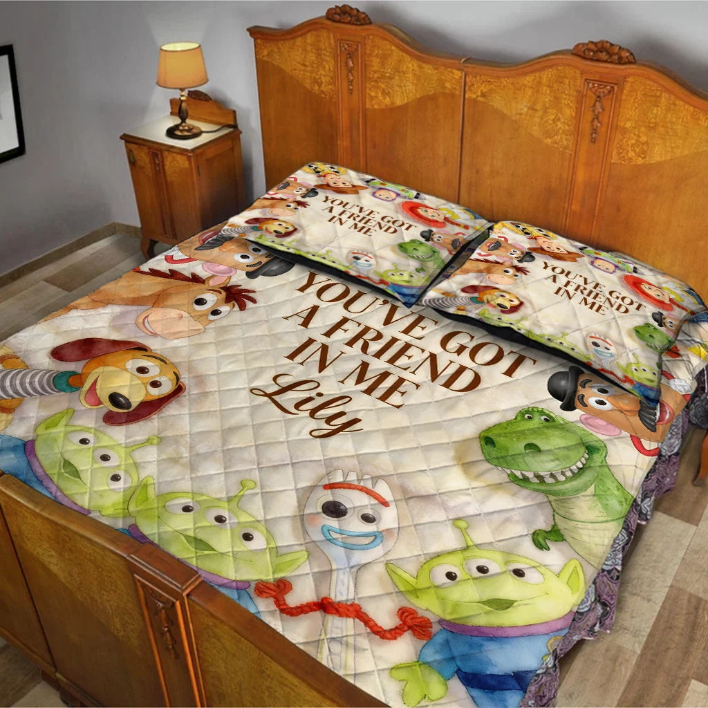 Personalized Kids Quilt Bedding Set with Toy Story Theme - Custom Name Gift