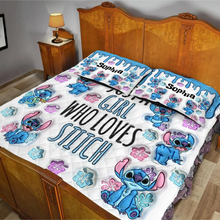 Load image into Gallery viewer, Personalized Stitch Quilt Bedding Set Custom Name Gift for Her
