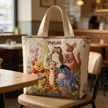 Load image into Gallery viewer, Personalized Quilted Tote Bag with Forest Friends for Movie Fans
