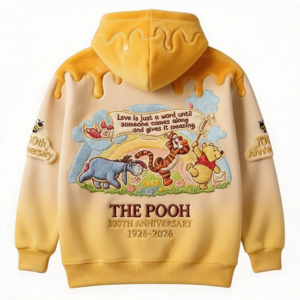 Personalized Pooh Bear All Over Shirt 100th Anniversary Gift for Movie Fans