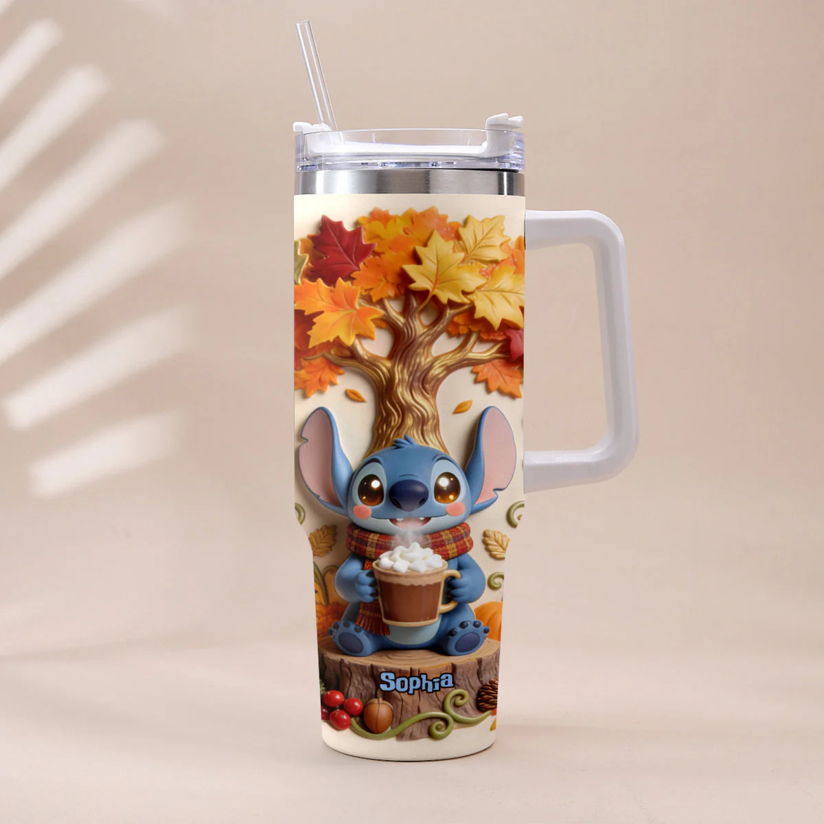 Personalized Autumn Tumbler with 3D Effect for Fall Vibes