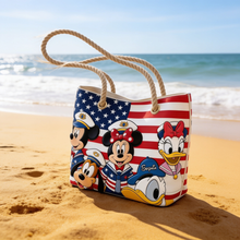 Load image into Gallery viewer, Personalized Beach Bag with USA Flag Design - Custom Vacation Gift for Movie Fans
