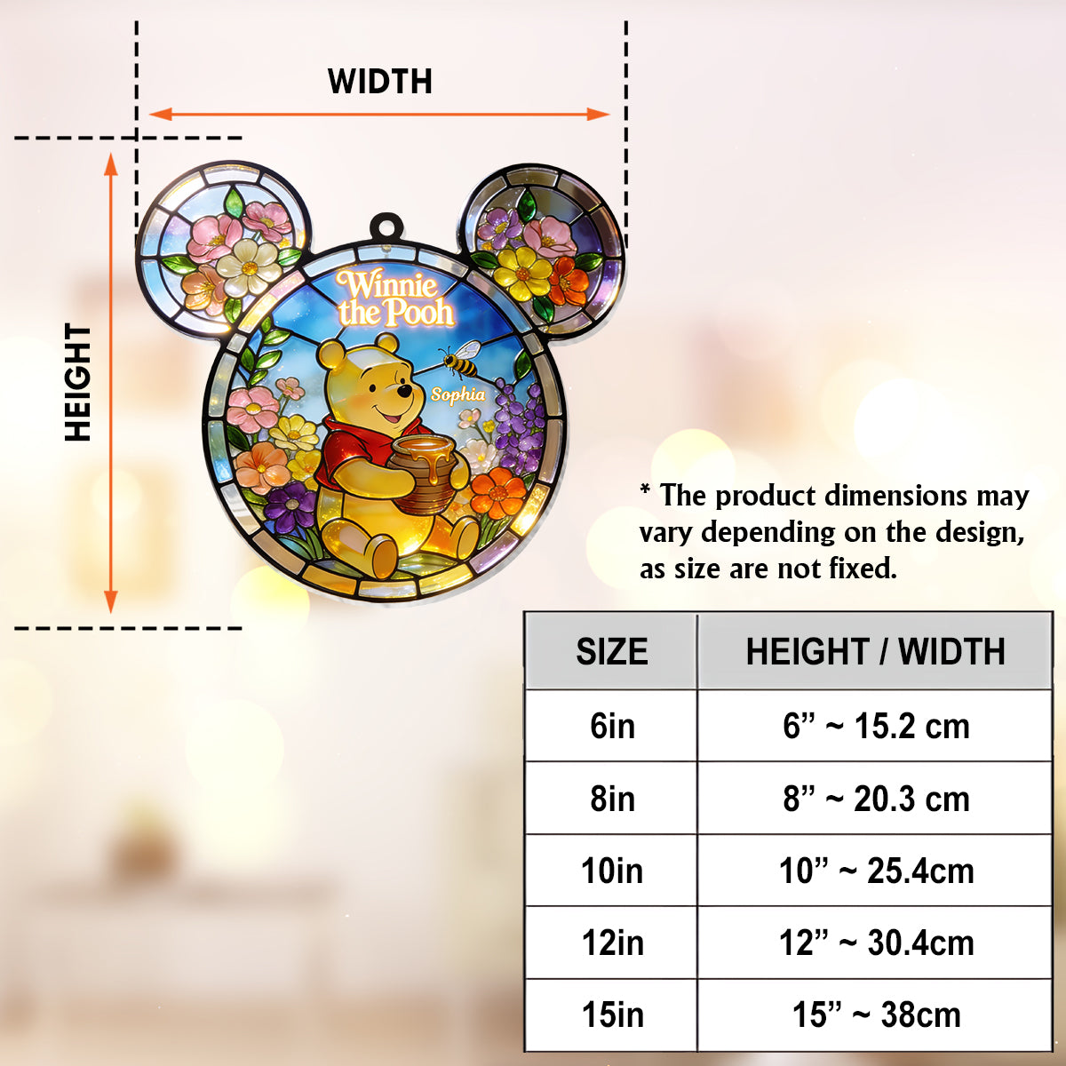 Personalized Winnie the Pooh Suncatcher Ornament Gift for Her