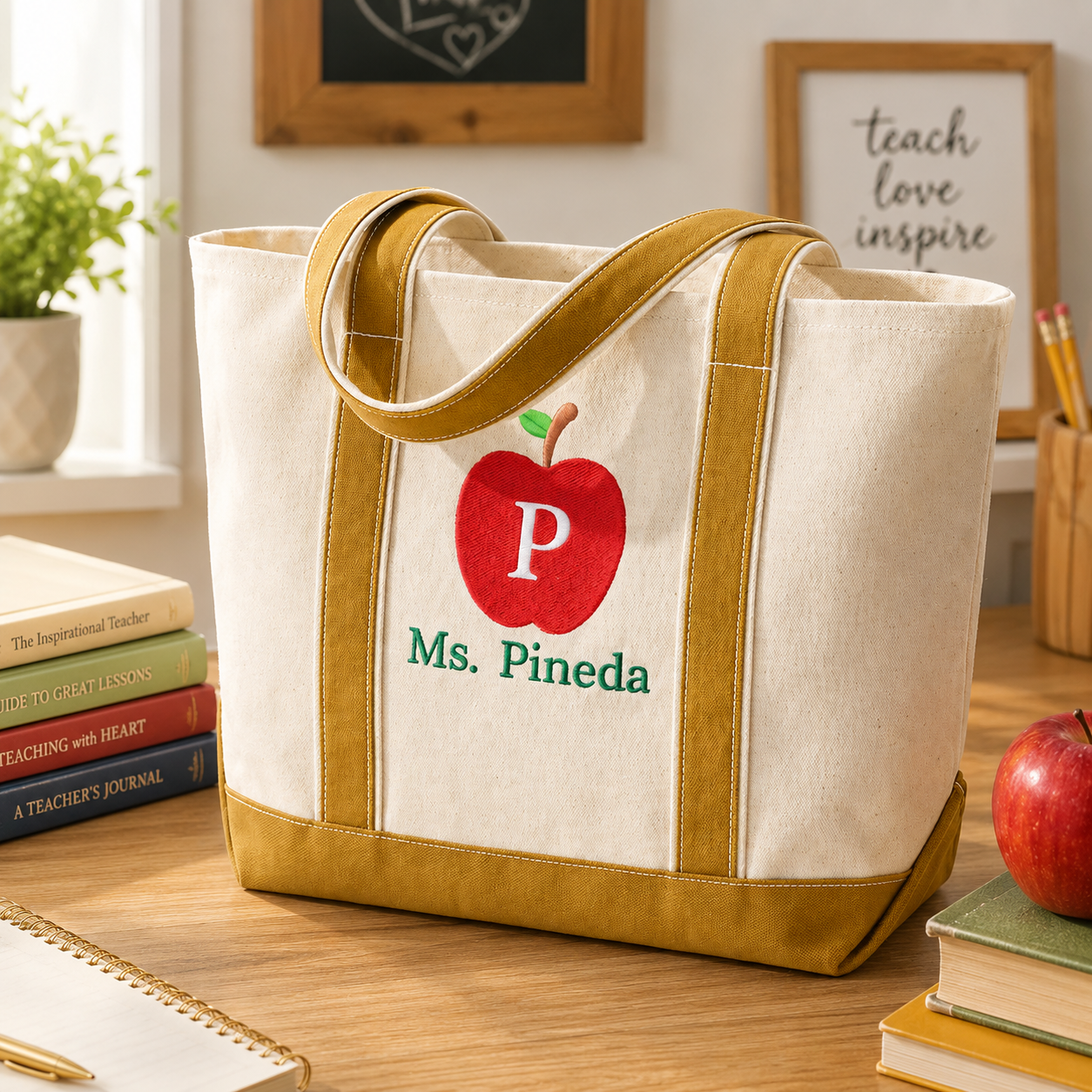 Personalized Embroidered Tote Bag for Teachers | Back to School Gift