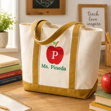 Load image into Gallery viewer, Personalized Embroidered Tote Bag for Teachers | Back to School Gift
