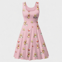 Load image into Gallery viewer, Personalized Honey Bear Skater Dress Custom Name Gift for Her
