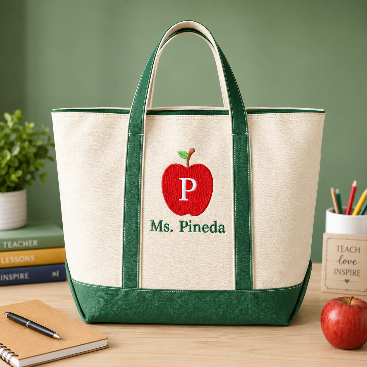 Personalized Embroidered Tote Bag for Teachers | Back to School Gift